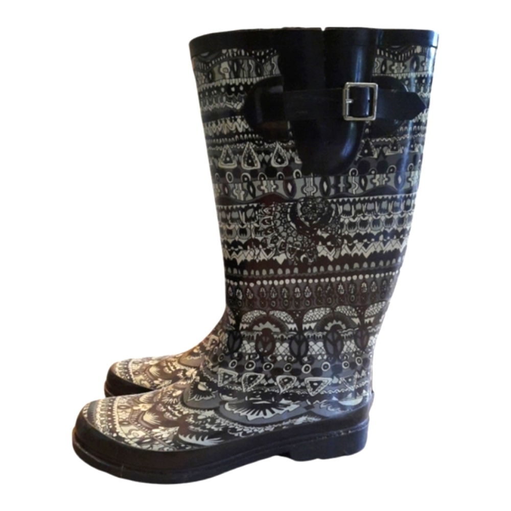 Sakroots Rain Boots Women's Size 9 Rubber by The Sak Print Tall  Plush Lined